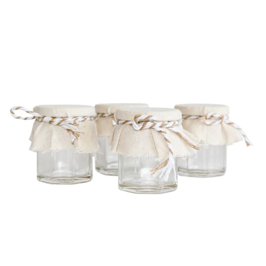 6 Packs: 18 ct. (108 total) Jars with Fabric Covers by Celebrate It&#x2122; Wedding